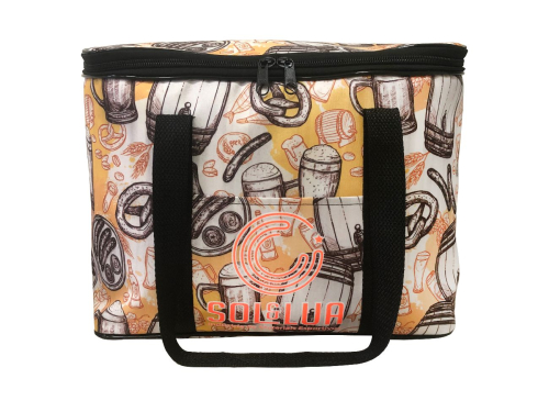 BOLSA TERMICA SOL E LUA 18L AMARELA DES.CERVEJA 35x25x20cm