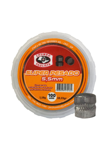 CHUMBINHO PAULISTA SUPER PESADO 5.5mm CX PLAST. C/100UN