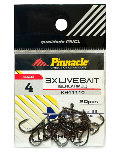 ANZOL PINNACLE 3X LIVE BAIT BLACK N 4 CT C/20