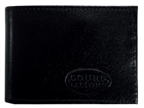 CARTEIRA POPULAR COURO PRETA S/BOTAO S/CX