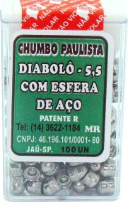 CHUMBINHO PAULISTA C/ESFERA ACO 5.5mm CX PLAST. C/100UN