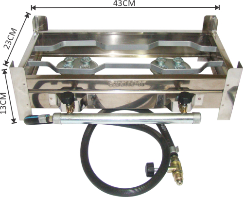 FOGAO (ESTILOFER) 2 BOCA INOX S/CHAPA C/MANG. E005