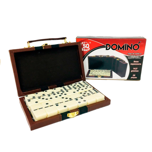 DOMINO TIPO OSSO BRANCO GDE 9mm C/MALETA (LUXO) SQ-3442