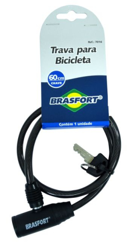 CADEADO BICICLETA FLEX 60cm CHAVE 8mm 7016 (BRASFORT)