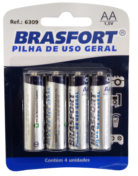 PILHA COMUM PEQUENA AA 1.5V REF.6309(BRASFORT) CR CT C/4