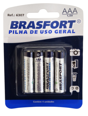 PILHA COMUM PALITO AAA 1.5V REF.6307(BRASFORT) CR CT C/4