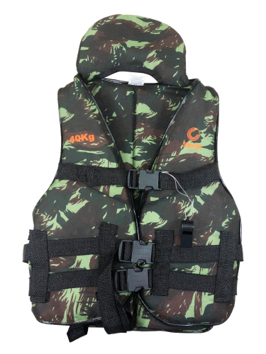 COLETE SALVA VIDAS CAMUFLADO PANTANEIRO 40KG (SOL E LUA)