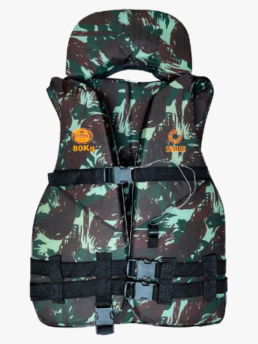 COLETE SALVA VIDAS CAMUFLADO PANTANEIRO 80KG (SOL E LUA)