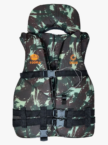 COLETE SALVA VIDAS CAMUFLADO PANTANEIRO 100KG (SOL E LUA)