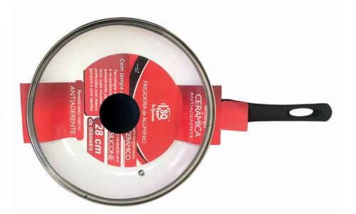 FRIGIDEIRA CERAMICA ANTIADERENTE 28cm C/TAMPA SQ-3753