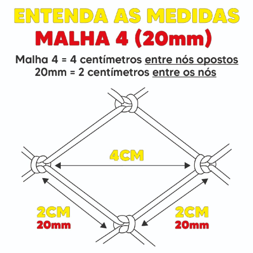 REDE FIO 0.20x20mm (MALHA 4) ALT.1.50M 10 METROS UN. (RT)