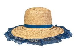 CHAPEU PALHA GROSSA FITA E RENDA ADULTO REF 206 PC C/6