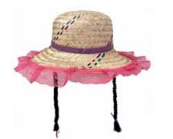 CHAPEU PALHA GROSSA TRANCA/RENDA/FITA REF 207 PC C/6