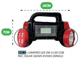 LANTERNA LAMPIAO LED 3W 4 LED COB SOLAR 16CMS XV3592(XINGU)
