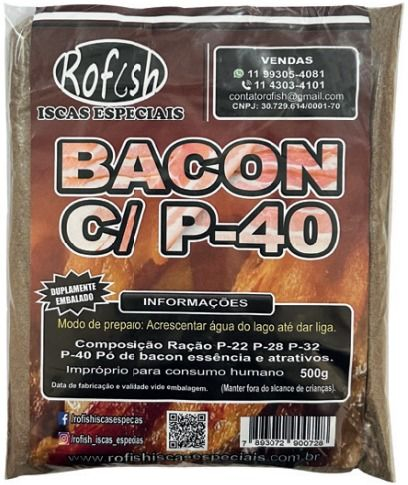 MASSA EM PO PESCA ROFISH - BACON C/ P-40 - 500g