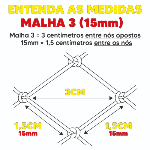 REDE FIO 0.20x15mm (MALHA 3) ALT.1.45M 5 METROS UN. (RT)