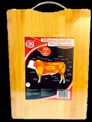 TABUA CORTE/CARNE BAMBU 25CM X 35CM C/ALCA SQ-2855